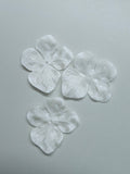 3 fleurs hortensia en pongé de soie ivoire pour bijoux mariage, scrapbooking, carterie, couture