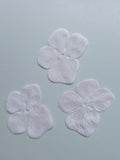 3 fleurs hortensia en pongé de soie rose clair pour bijoux mariage, scrapbooking, carterie, couture