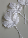 3 feuilles de vigne en satin de soie blanc pour bijoux mariage, scrapbooking, carterie, couture