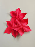 3 fleurs en satin de soie rouge pour bijoux mariage, scrapbooking, carterie, couture