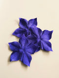 3 fleurs en satin de soie violet pour bijoux mariage, scrapbooking, carterie, couture