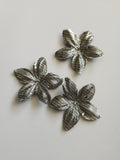 3 fleurs en satin de soie 4,3 cm lamé or pour bijoux mariage, scrapbooking, carterie, couture