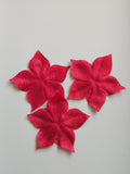 3 fleurs en satin de soie rouge pour bijoux mariage, scrapbooking, carterie, couture
