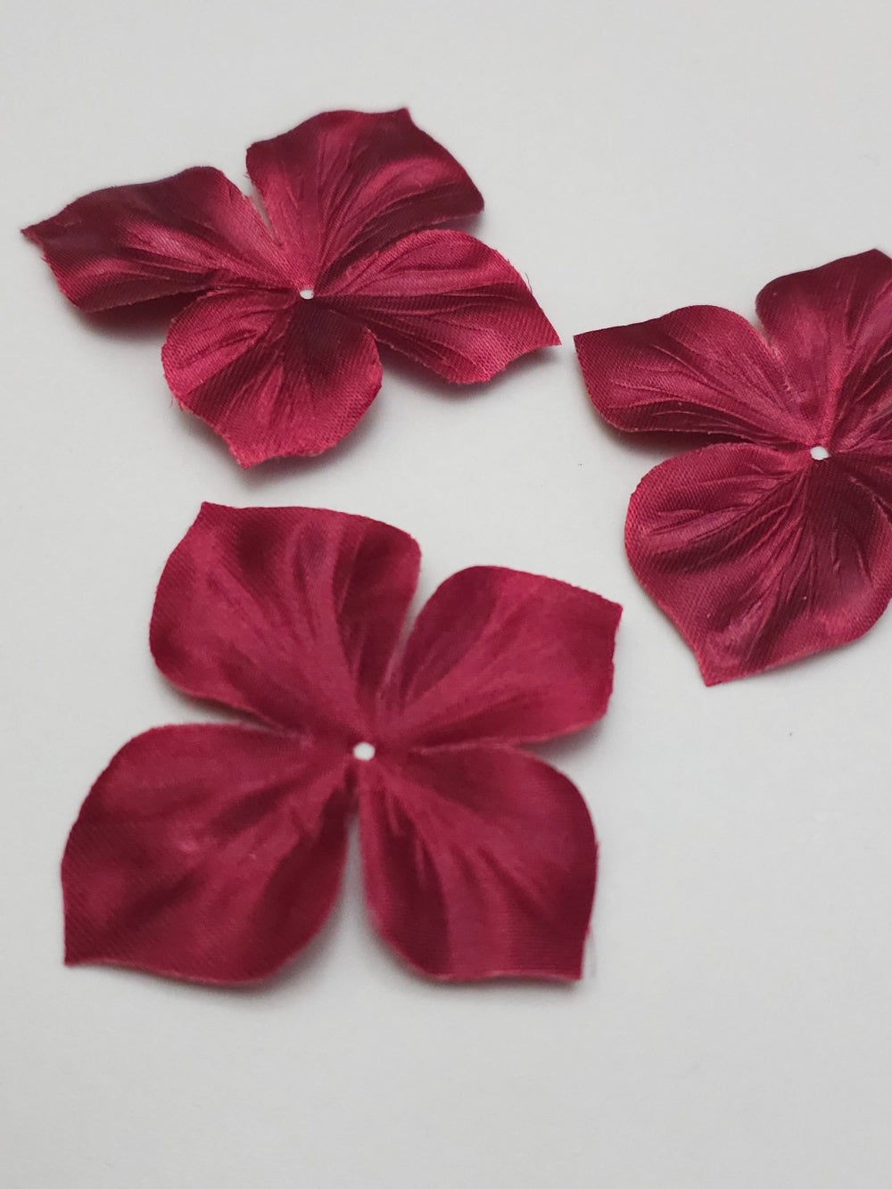 3 papillons en satin de soie bordeaux pour bijoux mariage, scrapbooking, carterie, couture