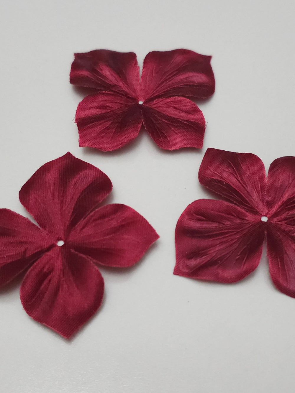 3 papillons en satin de soie bordeaux pour bijoux mariage, scrapbooking, carterie, couture