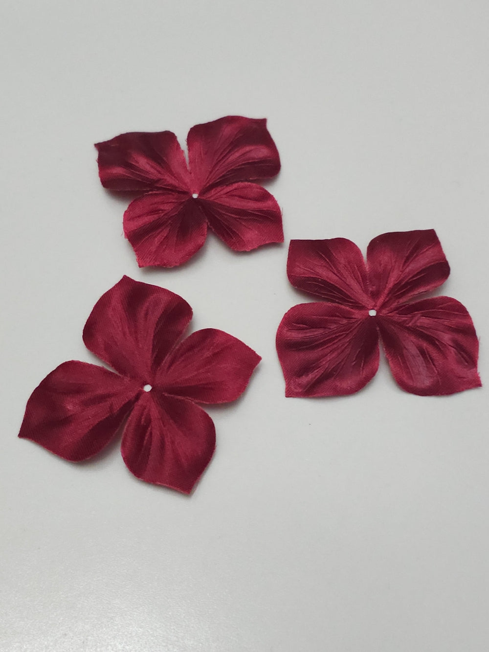 3 papillons en satin de soie bordeaux pour bijoux mariage, scrapbooking, carterie, couture