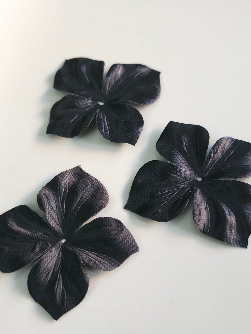 3 papillons en satin de soie noir pour bijoux mariage, scrapbooking, carterie, couture