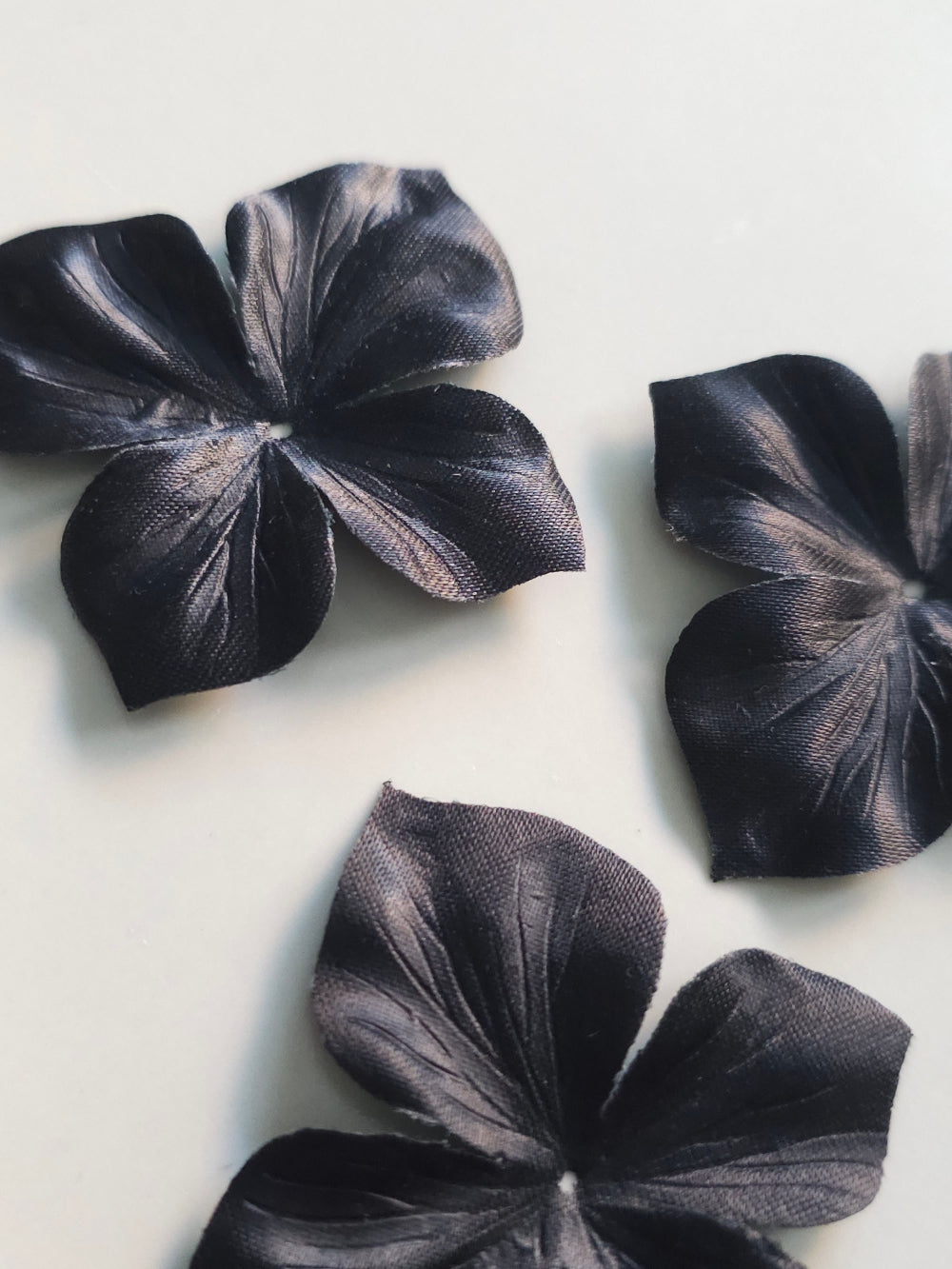 3 papillons en satin de soie noir pour bijoux mariage, scrapbooking, carterie, couture