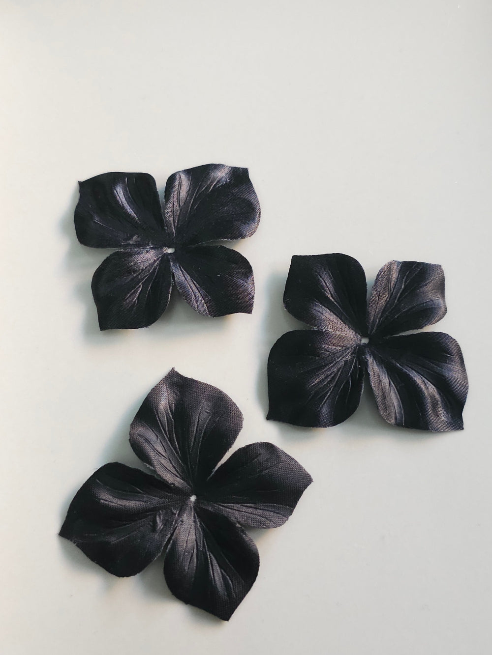 3 papillons en satin de soie noir pour bijoux mariage, scrapbooking, carterie, couture